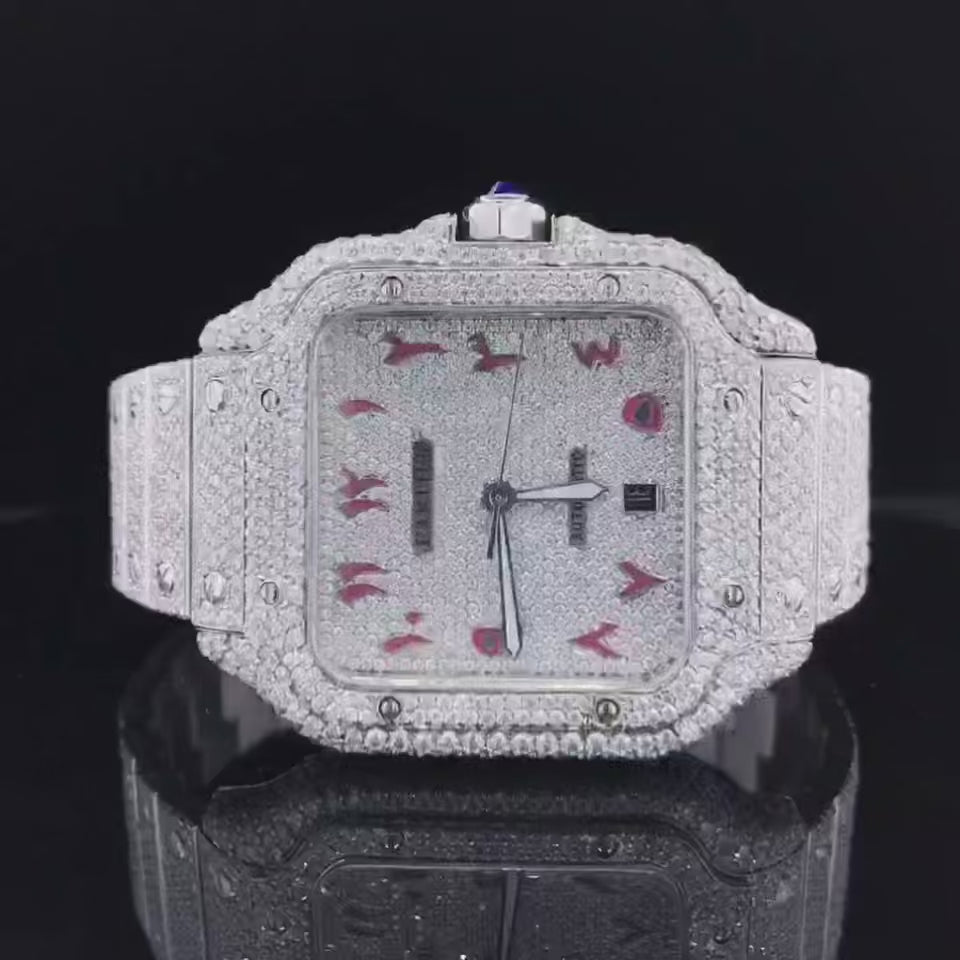 Vincenzo Onyx™️ VVS Moissanite Diamond Rose Arabic Touch Luxury Watch