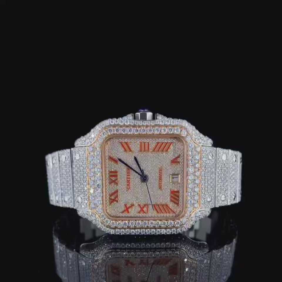 Vincenzo Onyx™️ VVS Moissanite Diamonds Red Roman Touch Luxury Watch