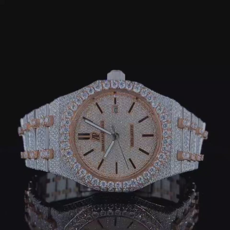 Vincenzo Onyx™️ VVS Moissanite Diamonds Rose Gold Touch Up Luxury Watch