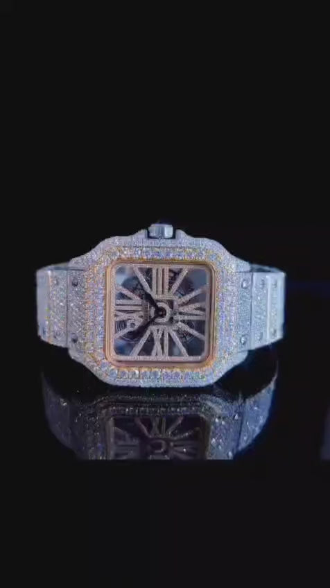 Vincenzo Onyx™️ VVS Moissanite Diamond Inner Works Luxury Watch