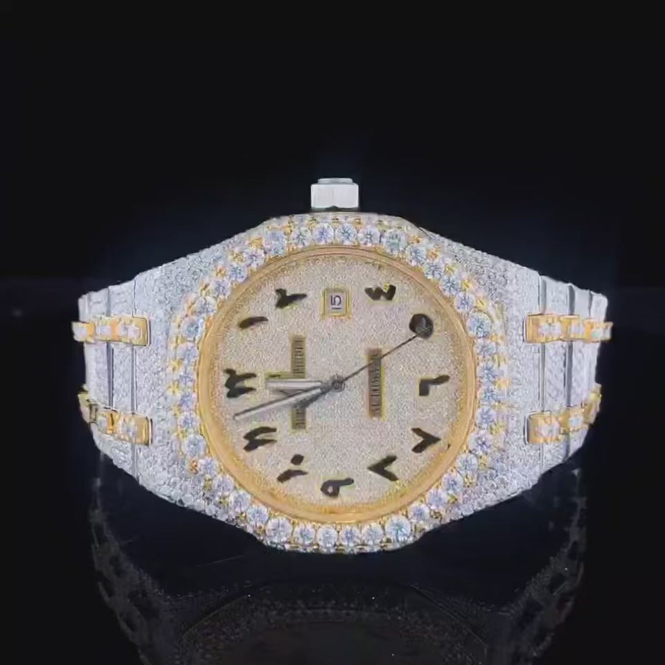 Vincenzo Onyx™️ VVS Moissanite Diamond Oro Arabic Accent Luxury Watch