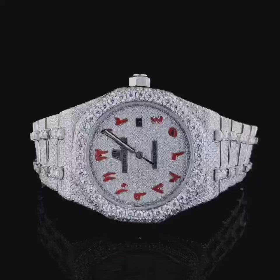 Vincenzo Onyx™️ VVS Moissanite Diamond Cherry Red Arabic Luxury Watch