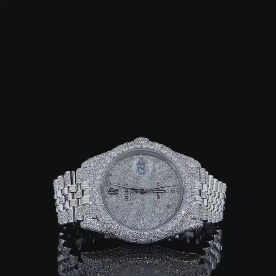 Vincenzo Onyx™️ VVS Moissanite Diamond Crystal Clear Luxury Watch