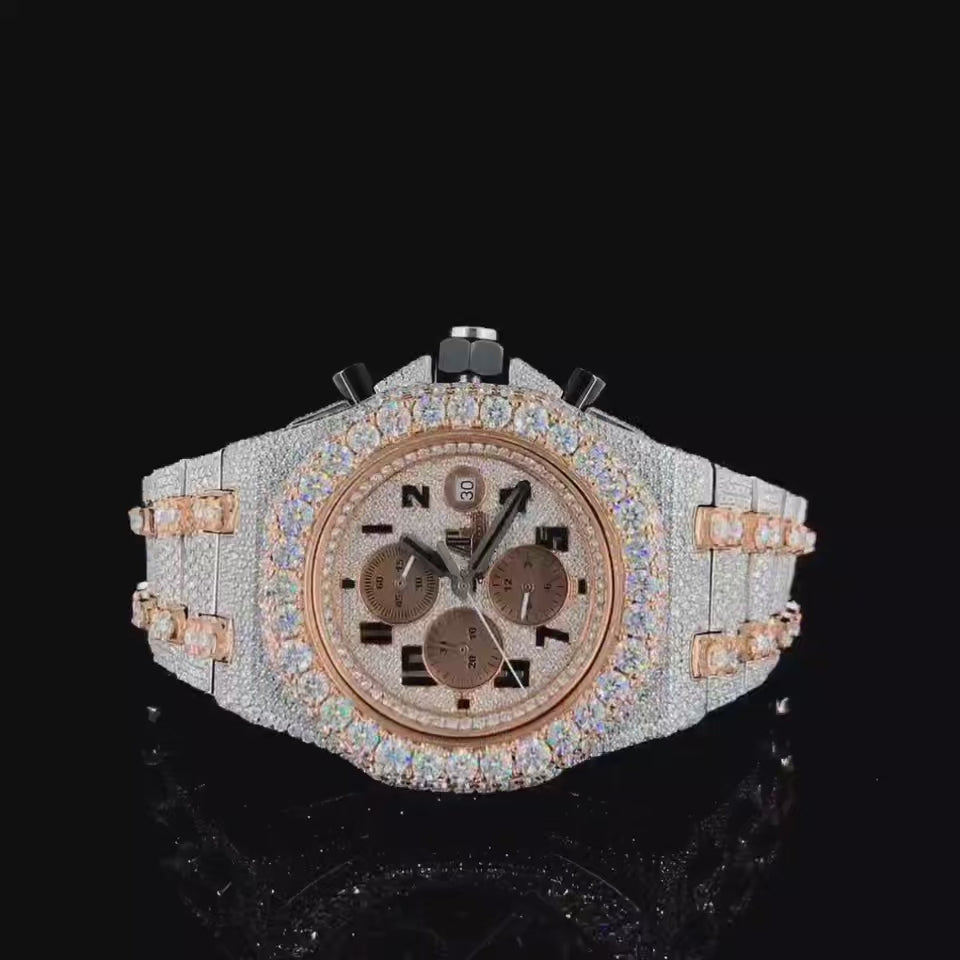 Vincenzo Onyx™️ VVS Moissanite Diamond Golden Pink Luxury Watch