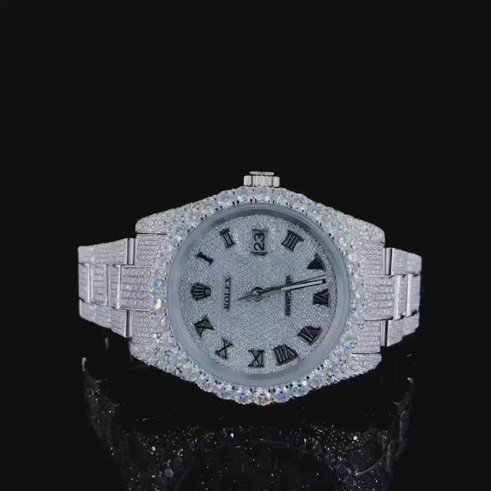 Vincenzo Onyx™️ VVS Moissanite Diamond Rouge Black Numerals Luxury Watch